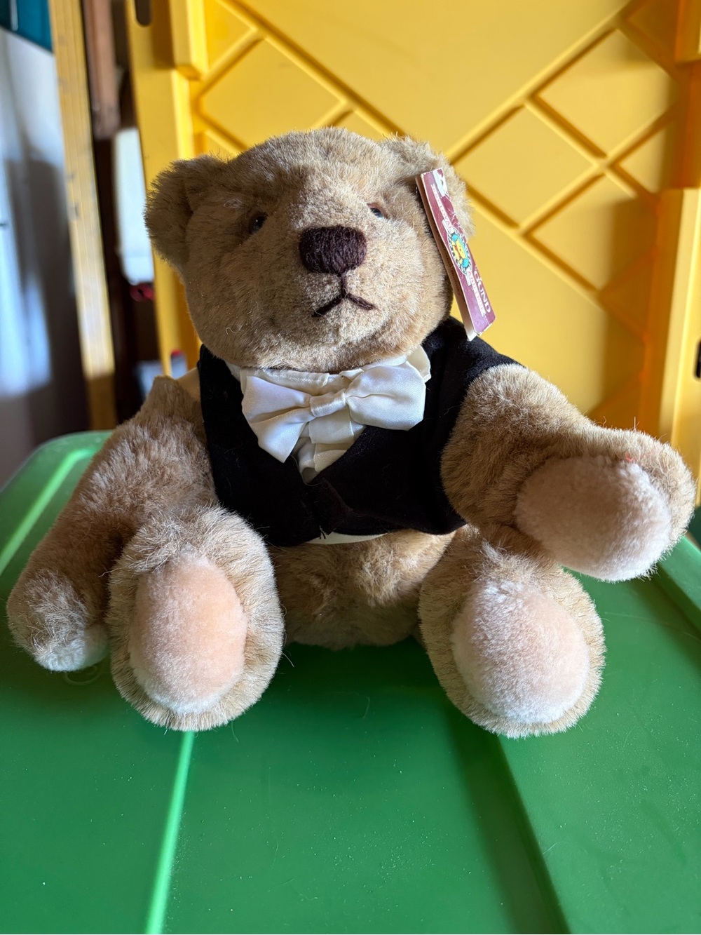 Gund Brown Teddy Bear with Black Vest and White Bow